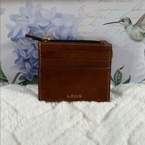 Lodis Brown RFID Leather Zip Card Wallet